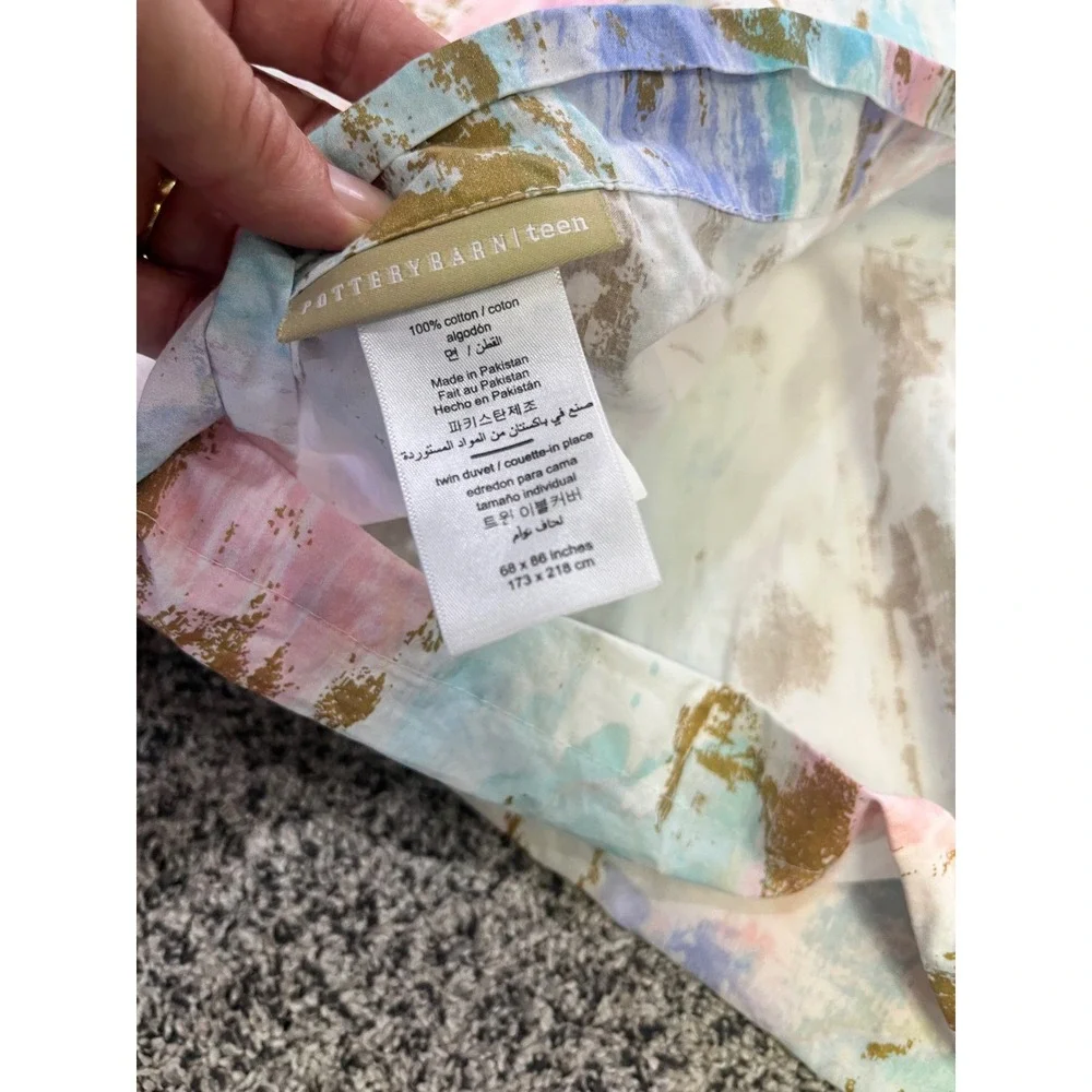 Pottery Barn Teen Skylar Metallic Printed Twin Duvet Cover+Sham Pink Gold Cotton